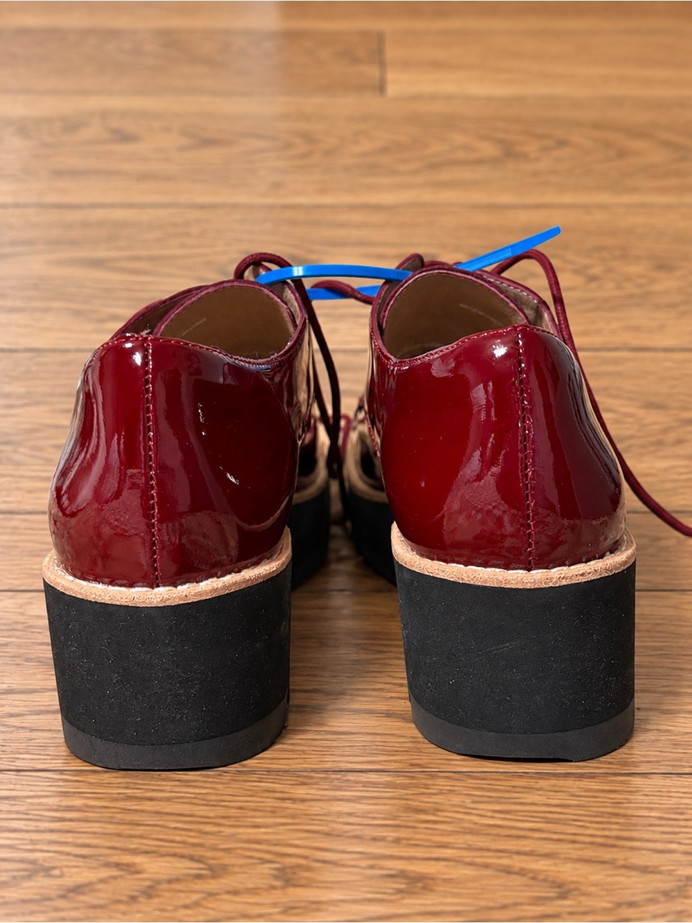 Eileen Fisher Bordeaux Patent Platform Oxford Loafers Size 5 NWOT burgundy - Picture 7 of 9